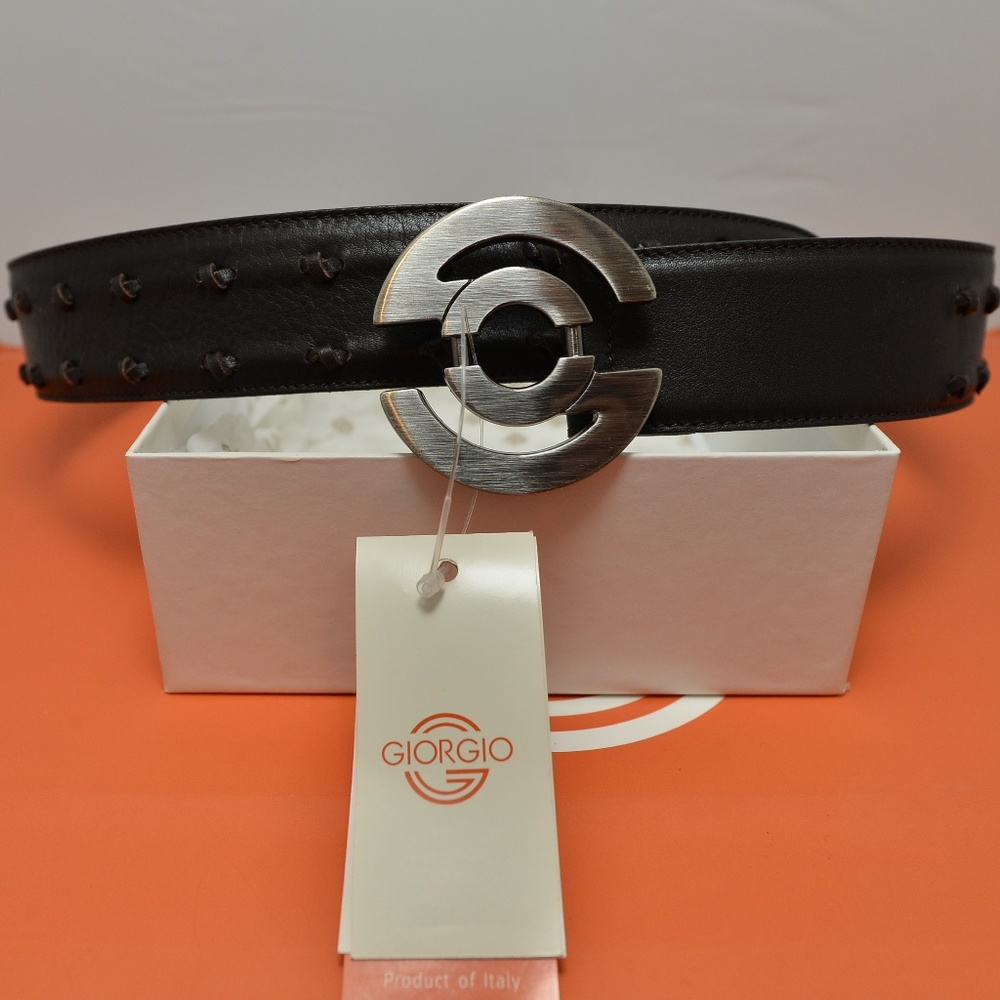 Giorgio G Black Leather Belt